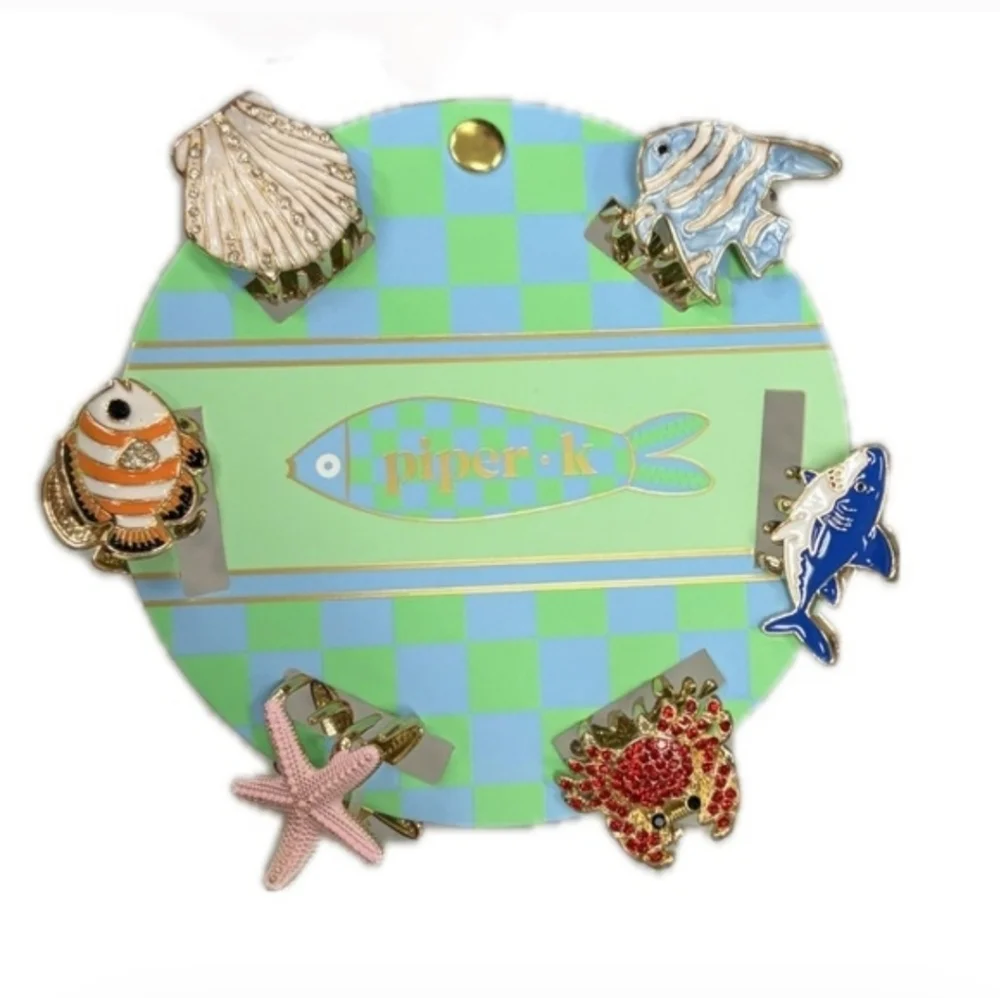 🐟▪️Piper K ▪️Ocean Nautical Theme Haor Claw Mini Set Of 6 Clips
